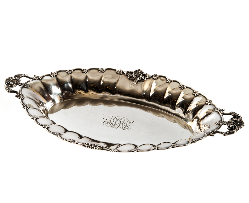 GICOS VASSOIO OVALE PORTAOGGETTI 41X13CM CON MANICI ARGENTO