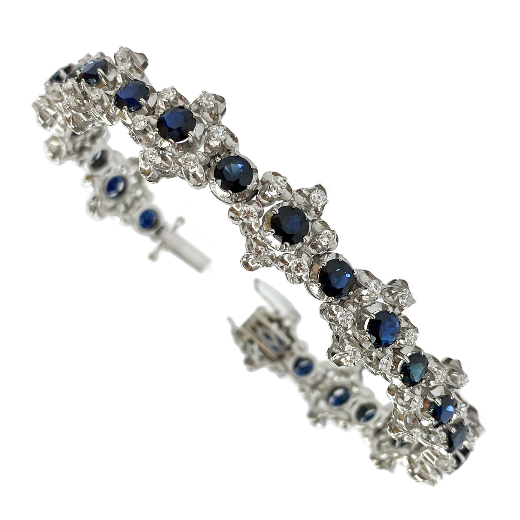 Bracciale in oro bianco 18 karati con zaffiri e diamanti Italia anni 80 Vendita Gioielli d epoca Passione Antiqua