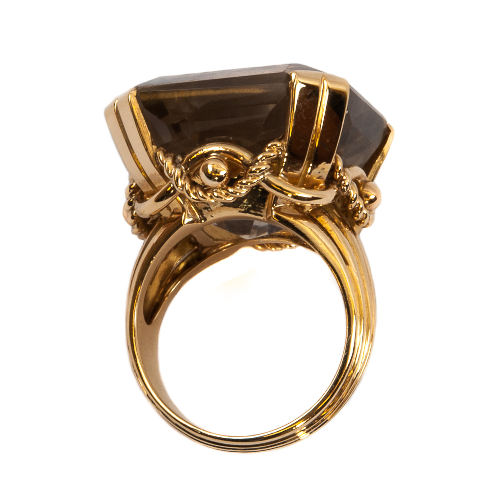 Gold ring with smoky quartz - Italy 1950