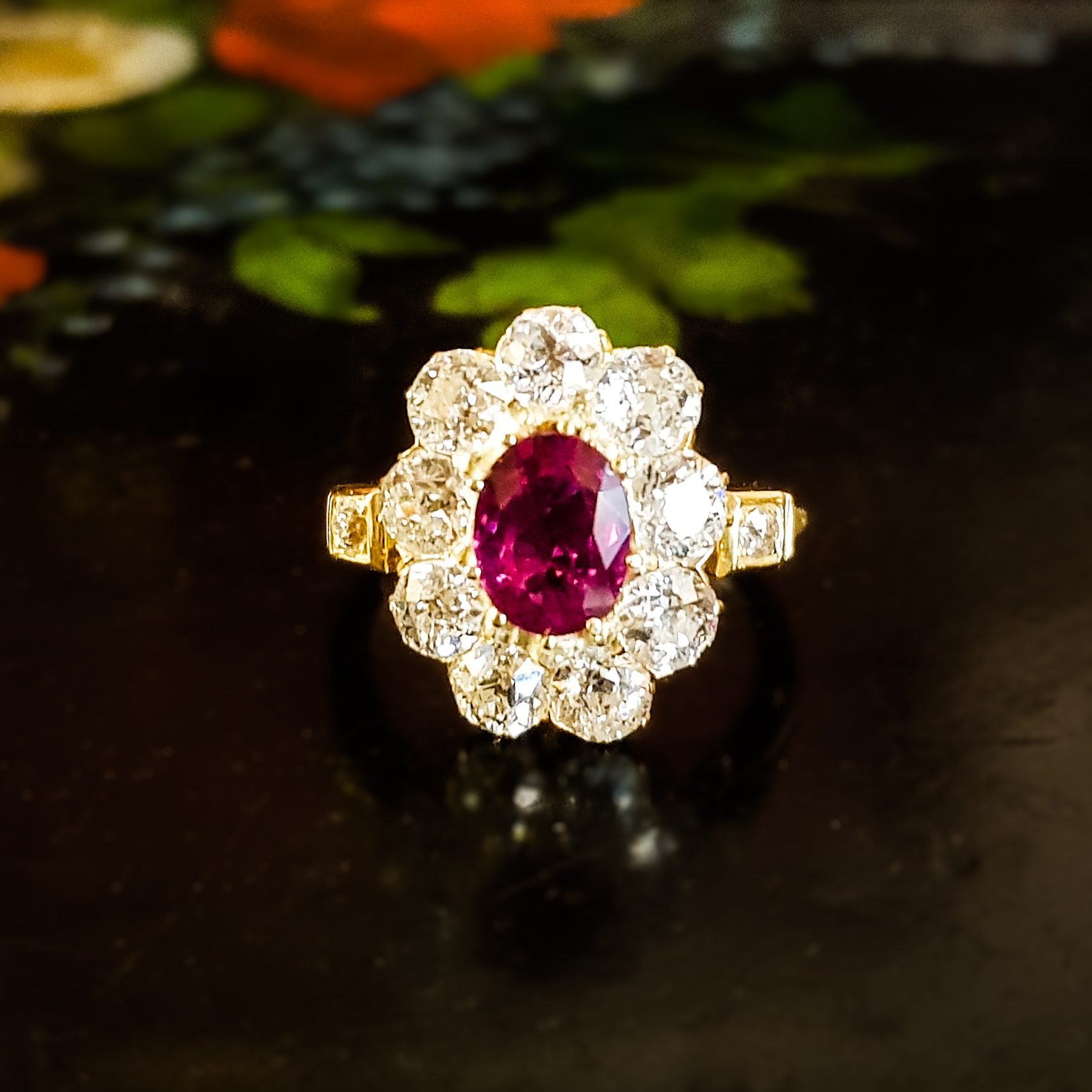 Anello diamanti e rubini 1.60 gr 8.00 oro 18 kt 