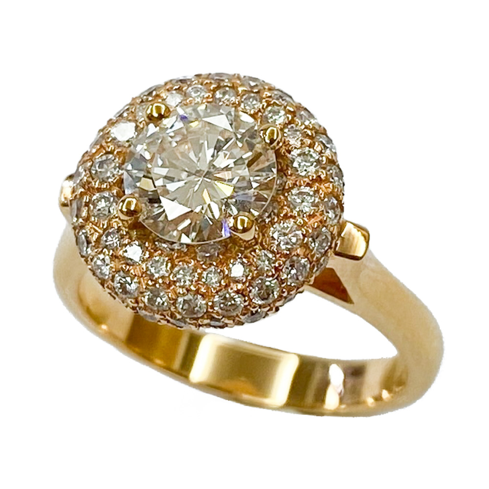 18kt rose gold ring with diamonds - Italy - Gioielli antique on sale ...