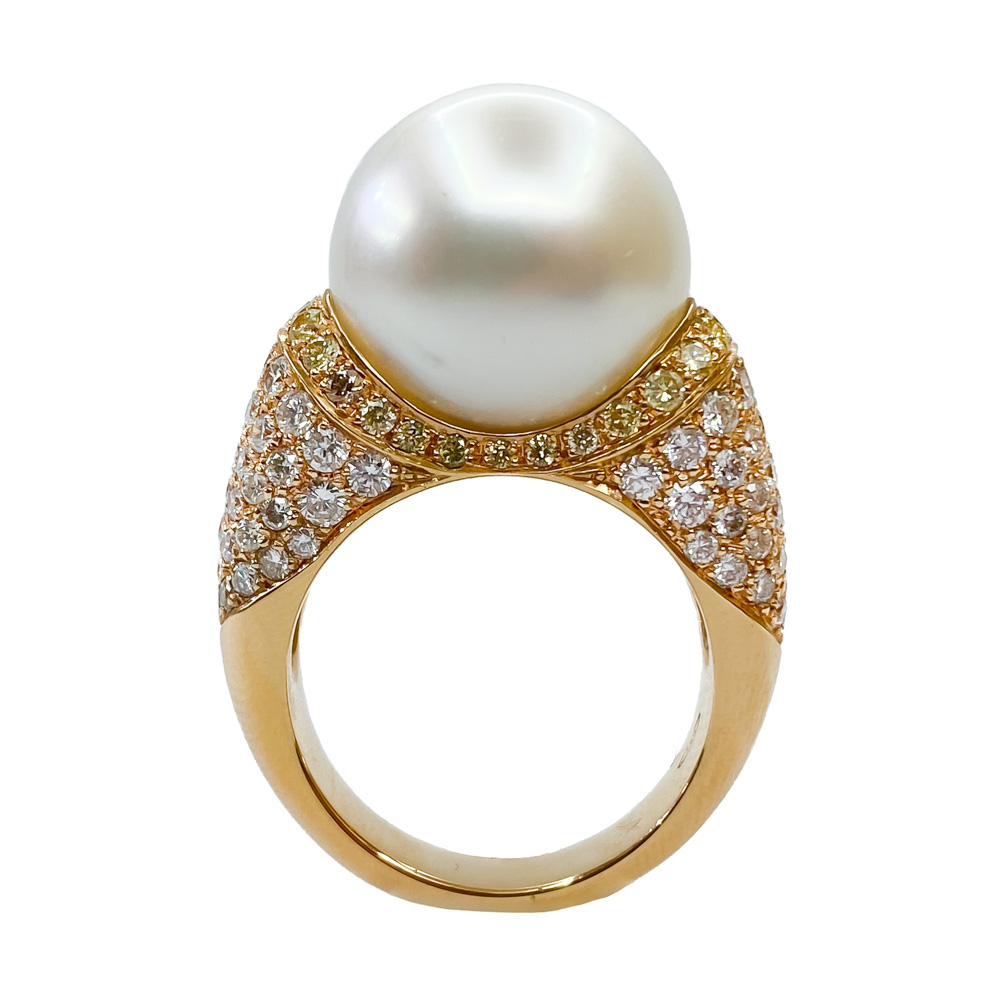18 karat rose gold ring with Australian pearl and diamonds - Italy ...