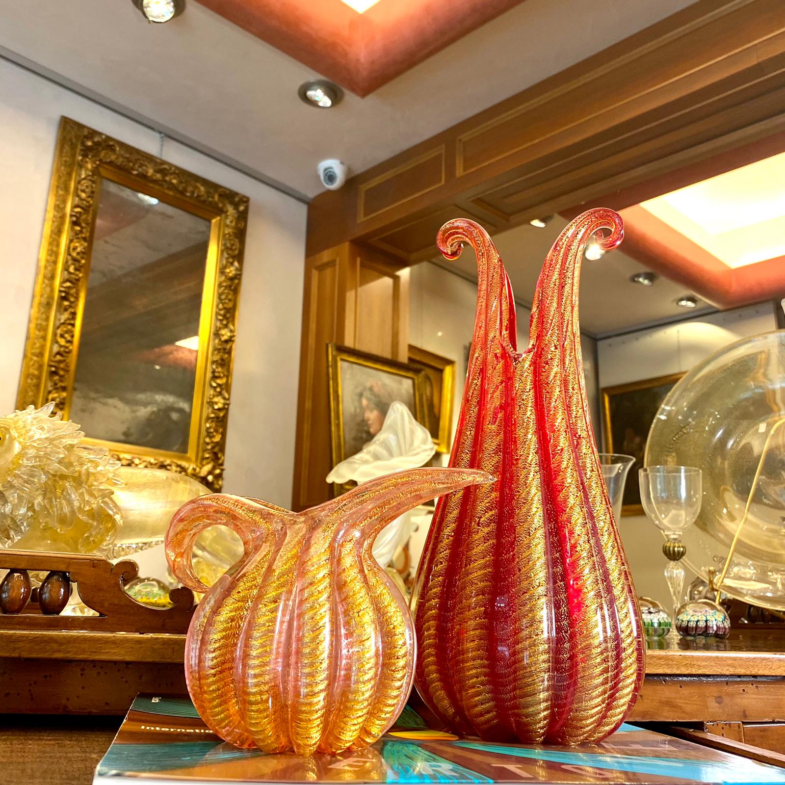 Vaso in vetro di Murano - Cordonati oro - Ercole Barovier anni '50 -  Vendita Vetri d'epoca