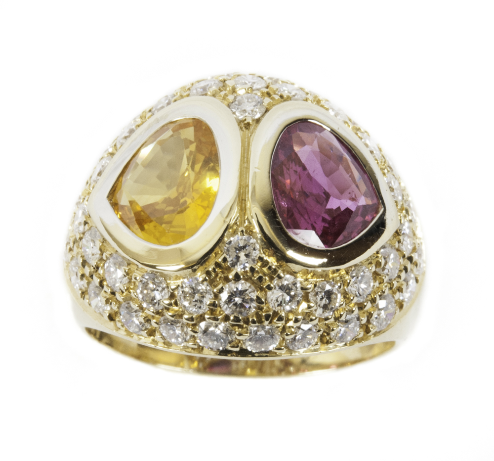 Anello In Lega Panchdhatu Con Zaffiro Giallo Naturale 6 Carati – Gioiello Artigianale Indiano