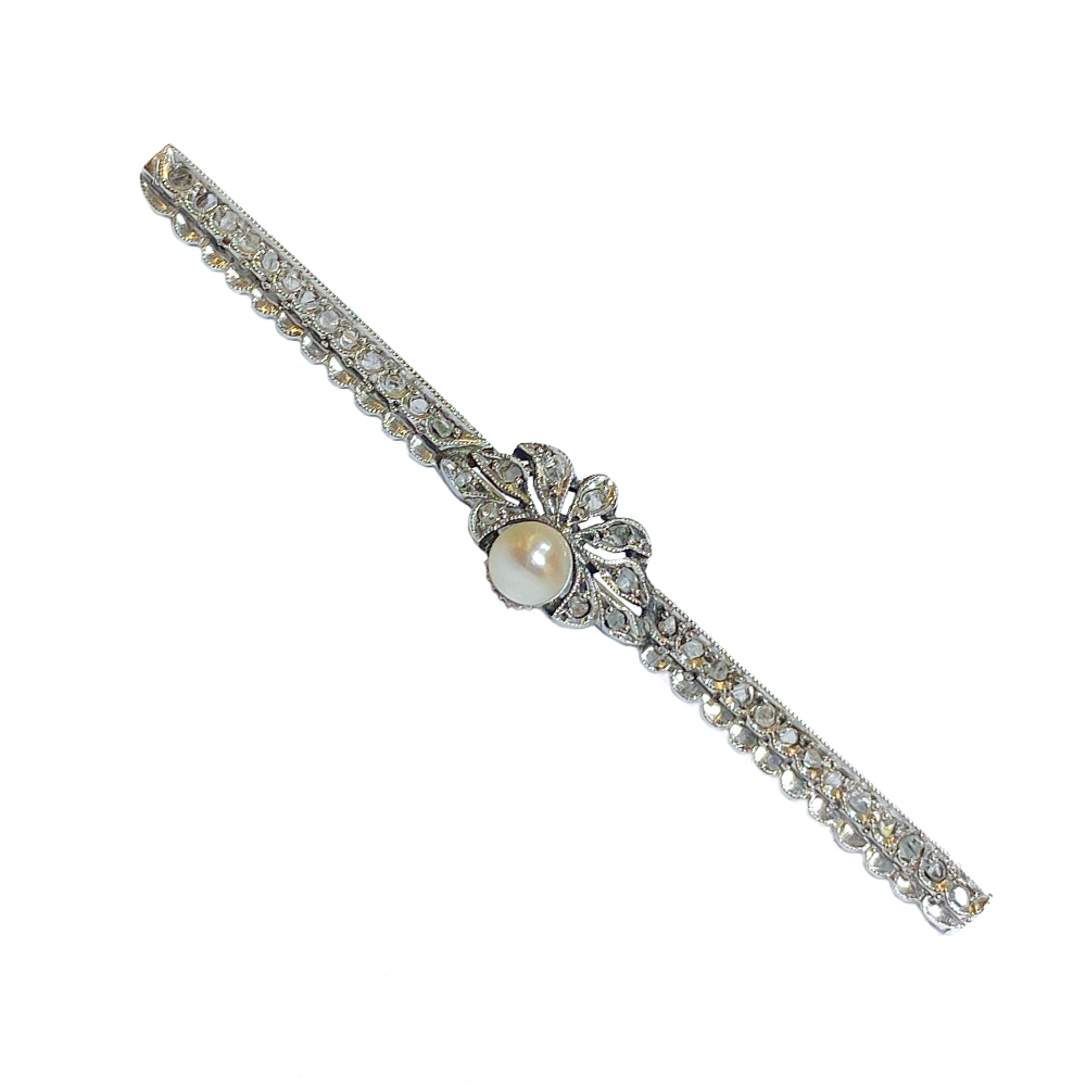 Épingle à Cheveux (spilla) En Or Blanc 18 Carats Avec Perle D'eau Douce Ronde - Marque Hoshi - Neuf Avec étiquettes - 9 Grammes