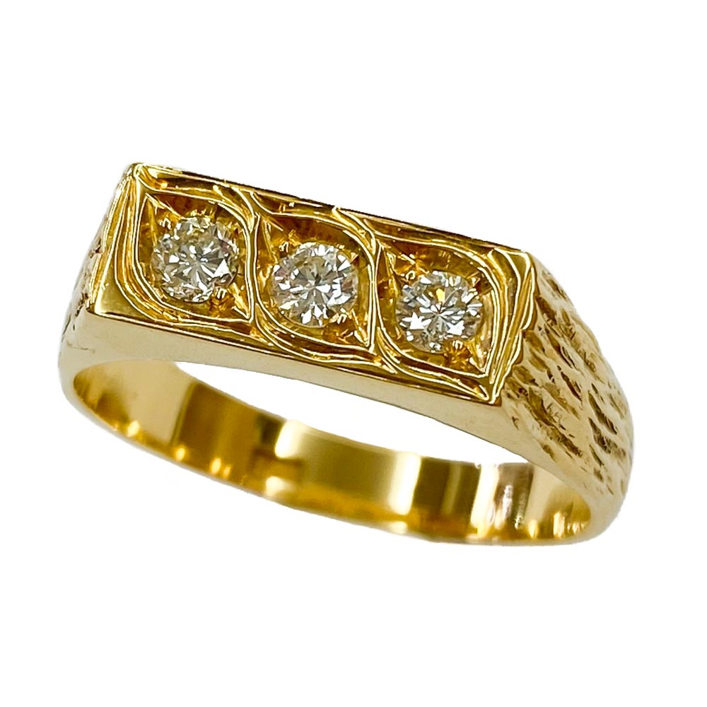Anello trilogy da uomo in oro giallo 18 karati con diamanti Italia anni 60 Vendita Gioielli d epoca Passione Antiqua