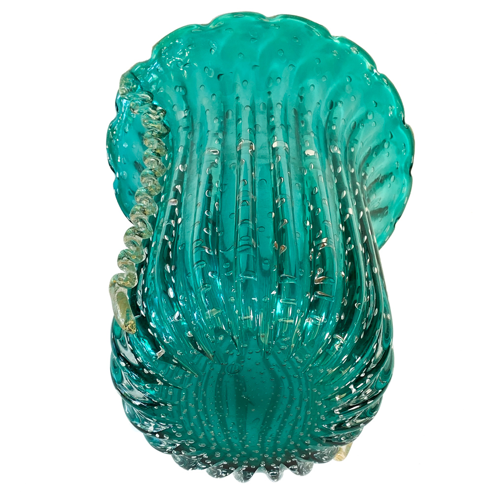 Large green Murano glass vase - Fratelli Toso - Italy 1960s