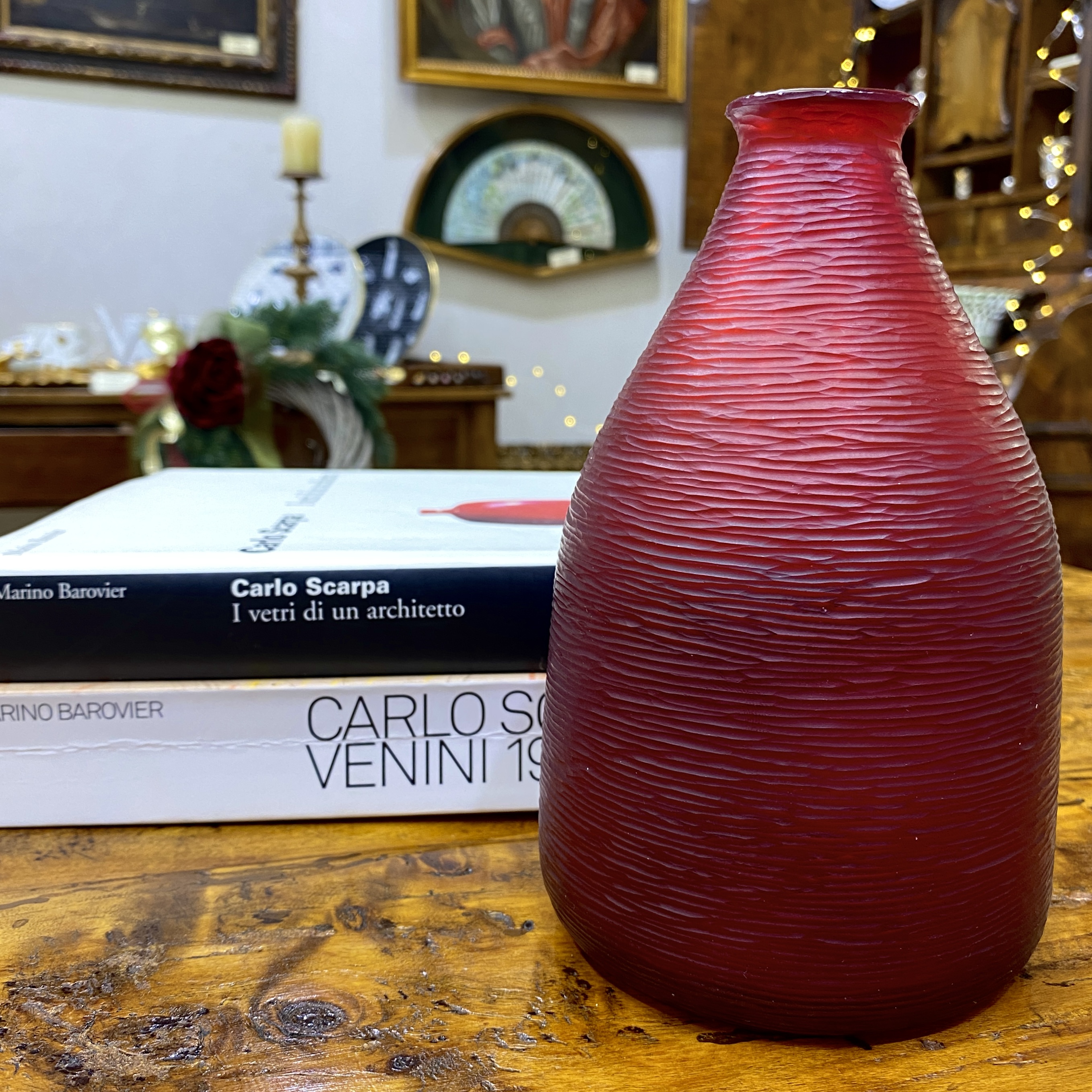 Vaso in vetro di Murano Battuti Carlo Scarpa per Venini Italia
