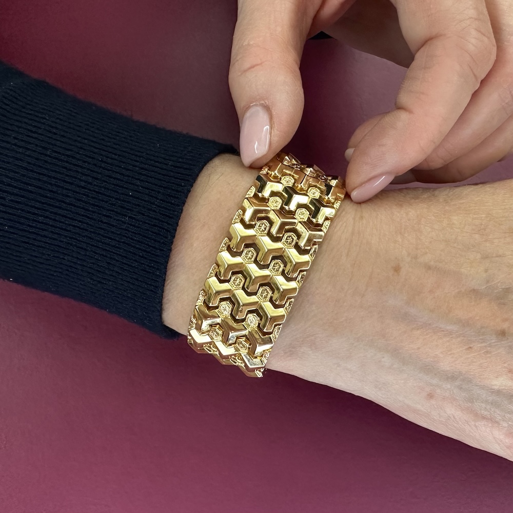 Set 2 Bracciali A Polsino Oro Larghi – Regolabili, Aperti, Minimalisti E Con Stile Punk Per Donna
