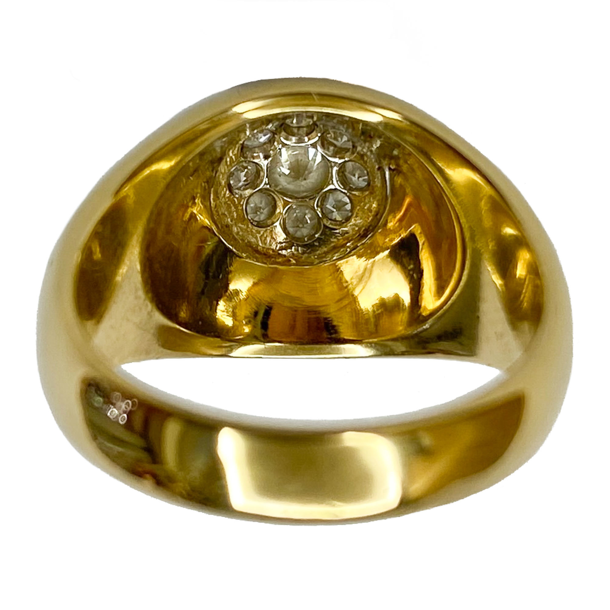 18 karat yellow gold ring with pavé of diamonds - Italy 1960s