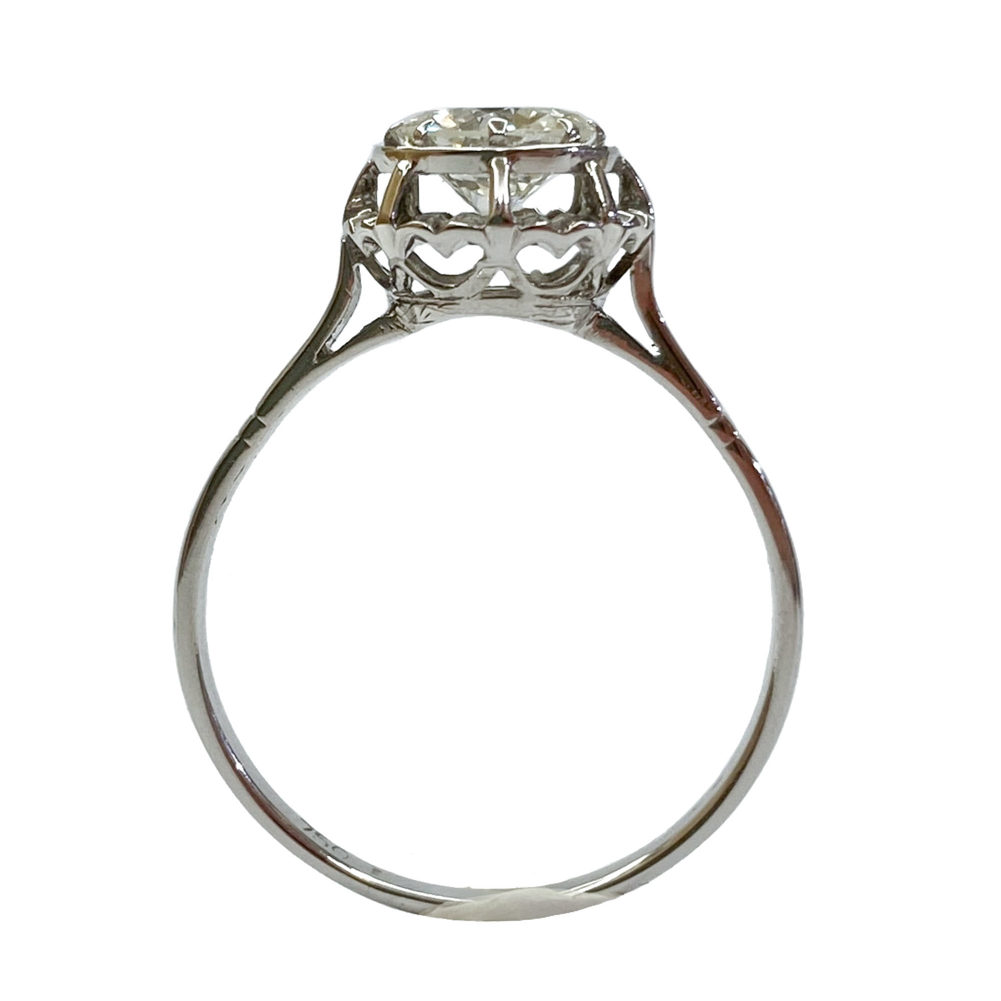 Anello a solitario in oro bianco 18 karati - Italia anni '50