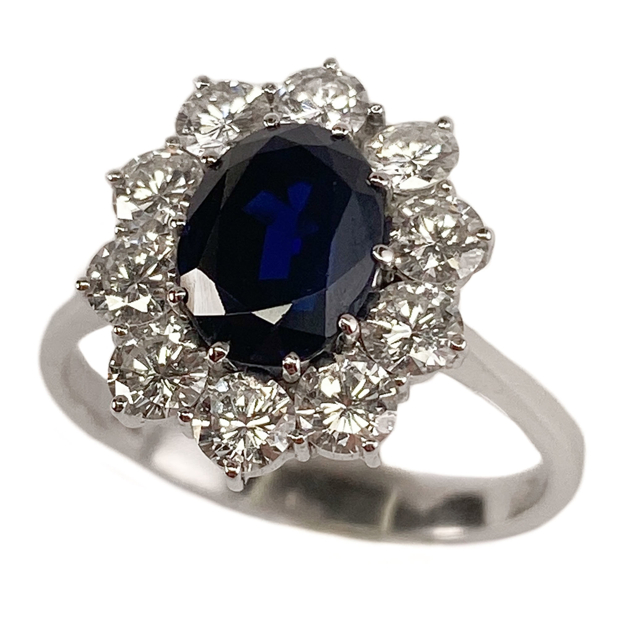 anello oro bianco e zaffiro