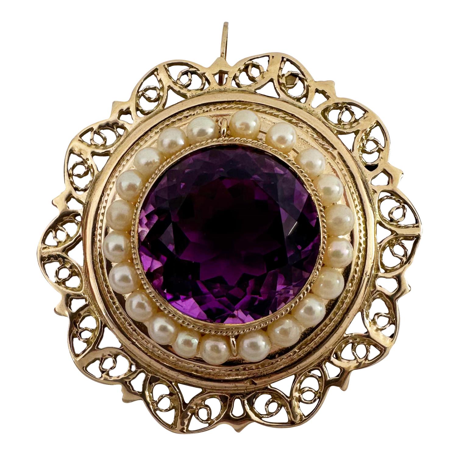 Amethyst brooch
