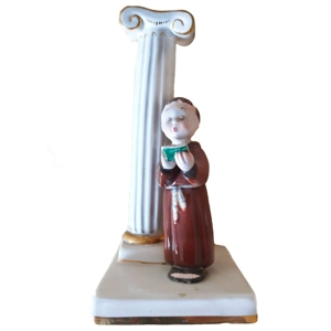 Sculpture of a friar in polychrome ceramic - Tosin La Freccia - Italy 1950s