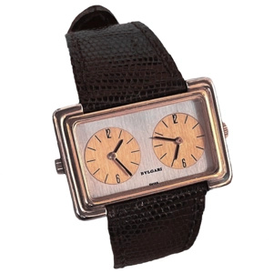 Orologio dual time in oro bianco e giallo 18 karati - Bulgari - anni '70