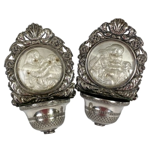 Silver holy water stoups - Italy 19th century