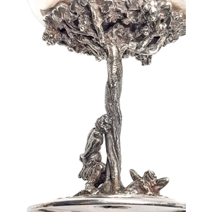 Set of silver cups with figures on the stem - Italy 1970s