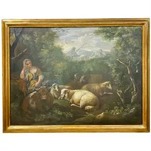 Olio su tela - Pastorella - Italia XVII secolo