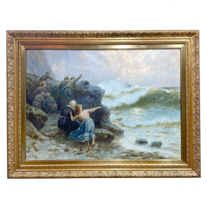 Oil on canvas - Stormy sea - Erminio Kremp 1934