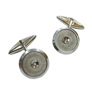 18 karat white gold cufflinks with diamond - Italy 1950s