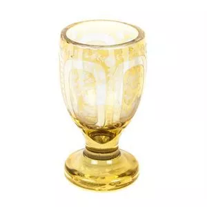 Coppa in vetro di Boemia vetro cristallo e giallo acido - XIX sec.