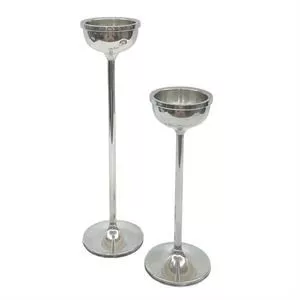 Pair of candle holders in silver 800 - Italy 1970s