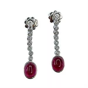 18 karat white gold earrings with tourmalines and diamonds - Italy