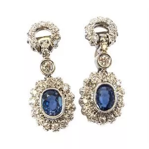 Teardrop earrings with sapphire and diamonds - Italy 1950