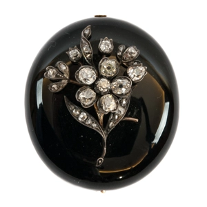 Onyx brooch with gold, silver and diamonds - Italy XIX century