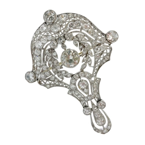 Platinum pendant-brooch with diamonds - Italy early 1900s