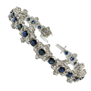 18k white gold bracelet with sapphires and diamonds - Italy 1980s