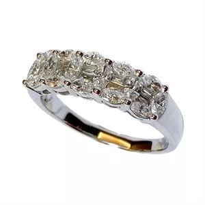 18ct white gold ring with diamonds - Italy