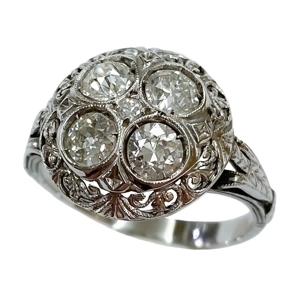 Liberty ring in 18 karat white gold and diamonds - Italy 1910s