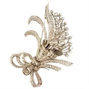 18k white gold brooch with diamonds - Italy, 1950s