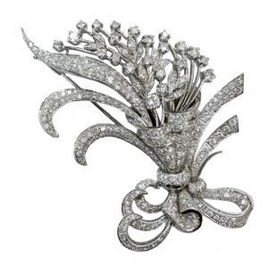 18 karat white gold brooch with diamonds - Italy 1950s