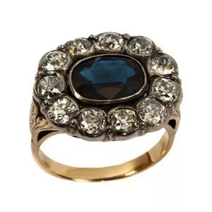 Gold and silver ring with sapphire - 1910s