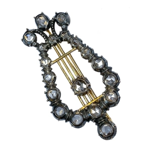 Gold and silver brooch with diamonds - Italy 19th century