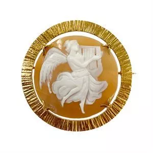 18 karat gold pendant with shell cameo - Italy 1960s