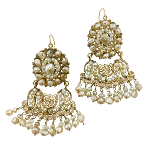 Yellow gold earrings with natural pearls - Sicily 19th century