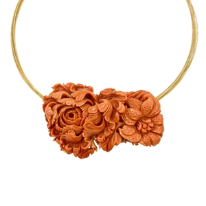 18 karat yellow gold necklace with coral - Rajola - Italy 1970s
