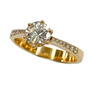 18 karat rose gold solitaire ring with diamond - Italy
