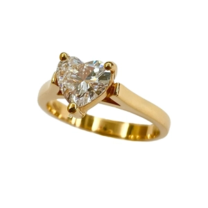 18k rose gold solitaire ring with heart shaped diamond - Italy