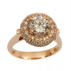 18k pink gold ring with diamonds - Italy