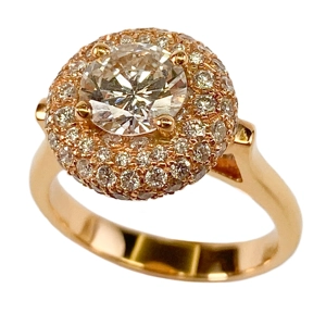 18 karat rose gold ring with diamonds - Italy