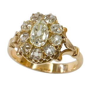 Anello in oro rosso 18 karati e diamanti - Italia XIX sec.