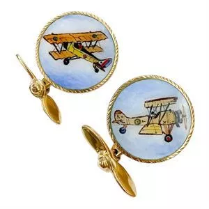 Cufflinks in 18 karat yellow gold with polychrome enamels - Italy 1970s