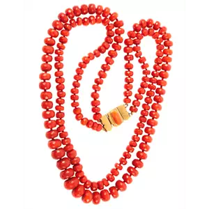 Natural coral and gold necklace - Italy, 1890s
