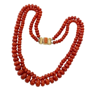 Natural coral and gold necklace - Italy 19th century