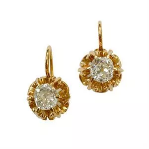 18kt yellow gold earrings with diamonds - Italy 1920s