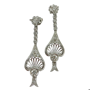 18 karat white gold earrings with diamonds - Italy 1950s